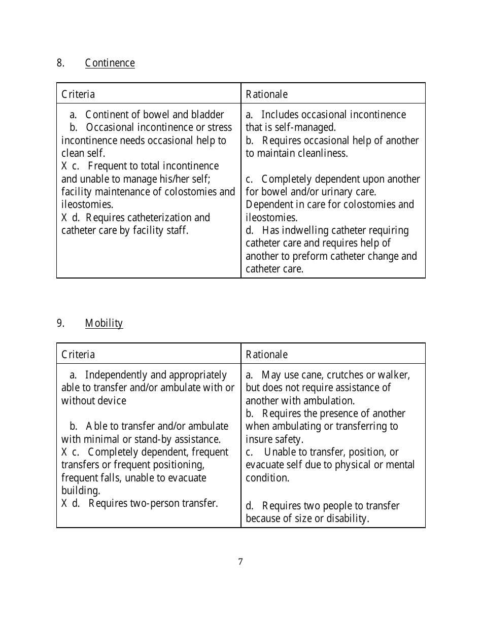 Instructions for Form ALF102 Functional Screening for Assisted Living Facilities - Wyoming, Page 7