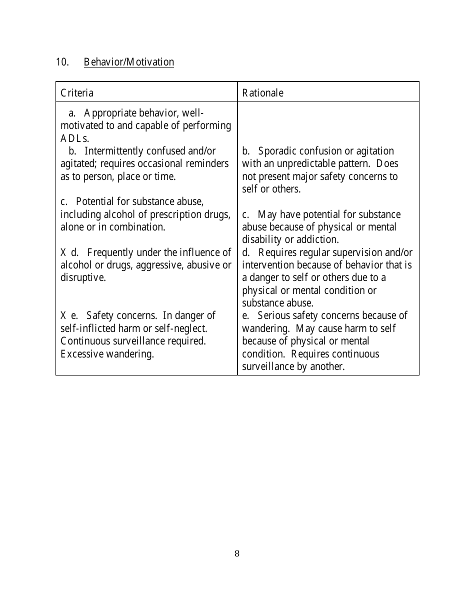 Instructions for Form ALF102 Functional Screening for Assisted Living Facilities - Wyoming, Page 8