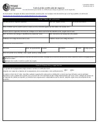 Document preview: Formulario 2919-S Solicitud De Certificado De Registro - Texas (Spanish)