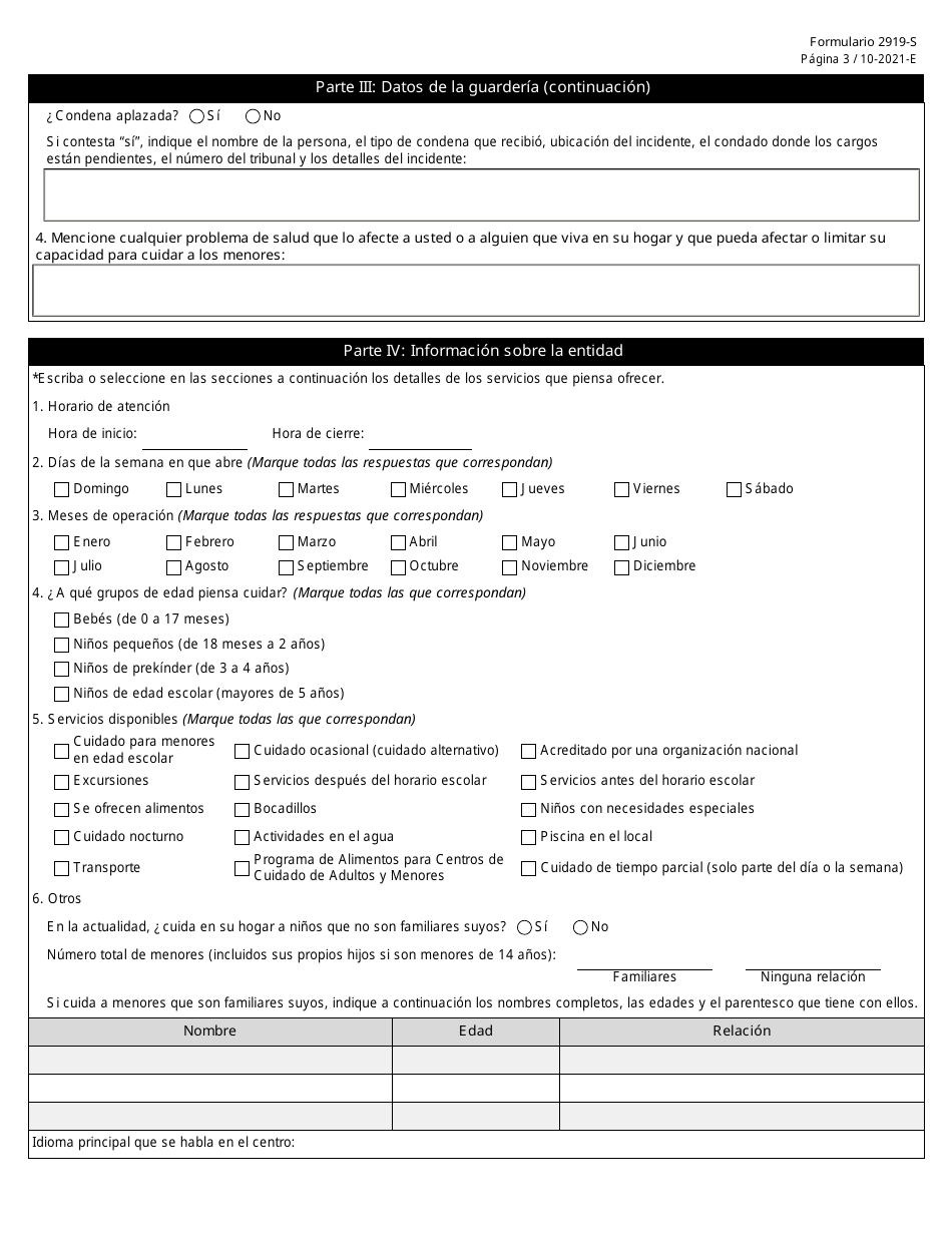 Formulario 2919-S Solicitud De Certificado De Registro - Texas (Spanish), Page 4