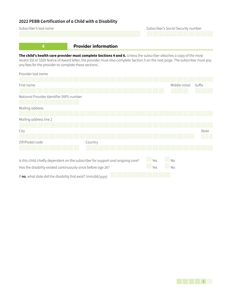 Form HCA50-0142 Pebb Certification of a Child With a Disability - Washington, Page 5