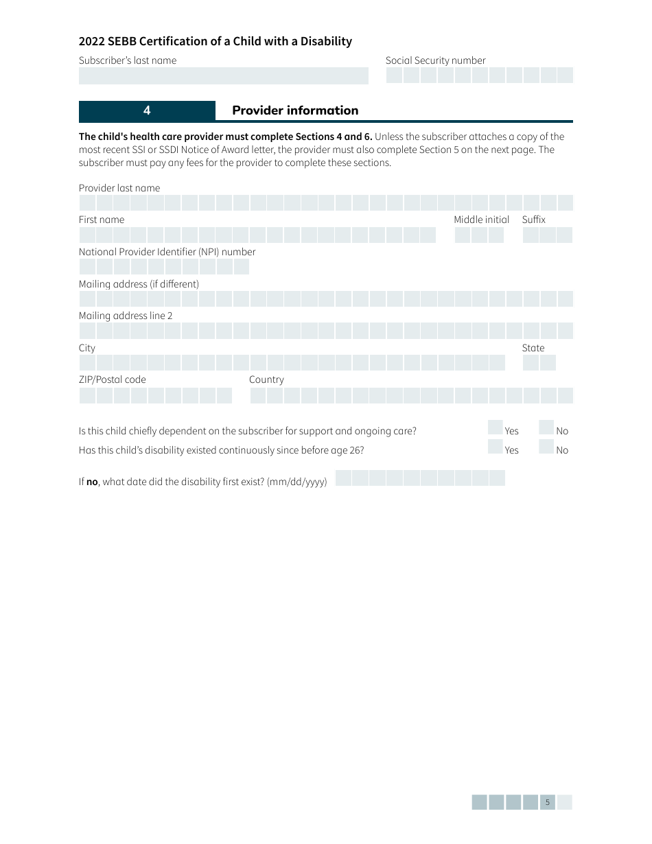 Form HCA20-0061 Sebb Certification of a Child With a Disability - Washington, Page 5