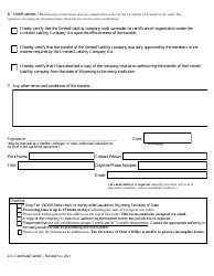 Limited Liability Company Application for Certificate of Transfer - Wyoming, Page 2