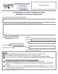 Document preview: Foreign Registered Limited Liability Partnership Amendment to Statement of Registration - Wyoming