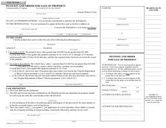 Document preview: Form DC-479 Petition and Order for Sale of Property - Virginia