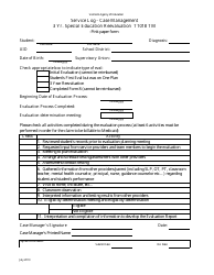 Document preview: Service Log - Case Management - 3 Yr. Special Education Reevaluation - Vermont