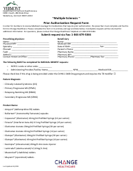 Multiple Sclerosis Prior Authorization Request Form - Vermont