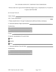 Document preview: VWC Form BR1 Petition Under the Virginia Birth-Related Neurological Injury Compensation Act - Virginia