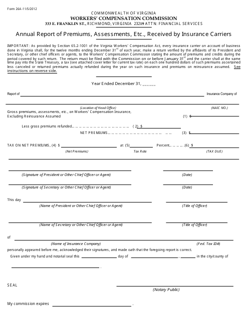 VWC Form 26A  Printable Pdf