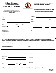 VWC Form 17A Officer/Manager Revocation of Prior Rejection of Coverage - Virginia