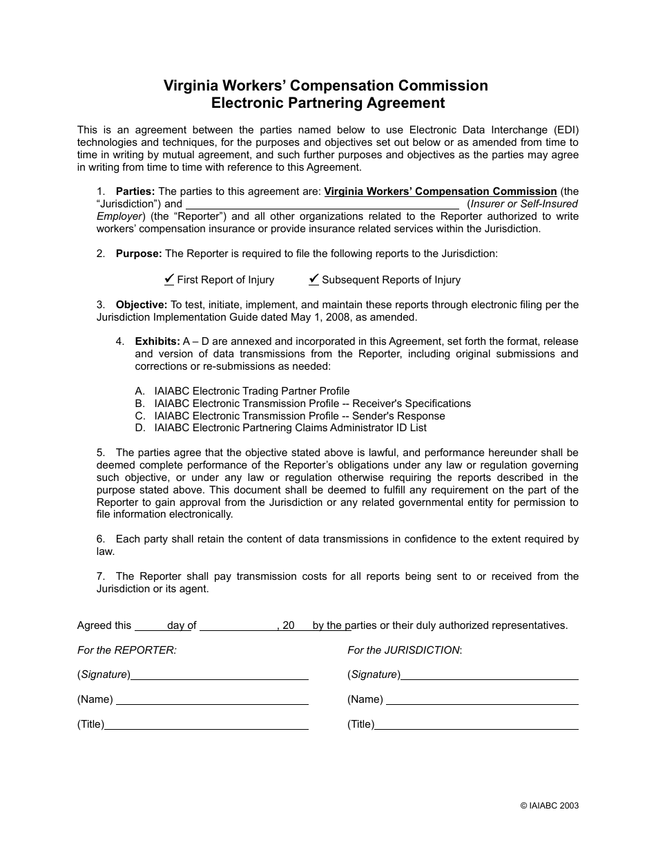 Electronic Partnering Agreement - Virginia, Page 1