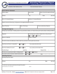 VWC Form 6 Attending Physician&#039;s Report - Virginia