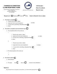 Document preview: Change in Condition Claim Response Form - Virginia