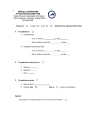 Document preview: Medical Care Provider Application Response Form - Virginia