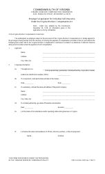 VWC Form SI20 Employer&#039;s Application for Individual Self-insurance Under the Virginia Workers&#039; Compensation Act - Virginia