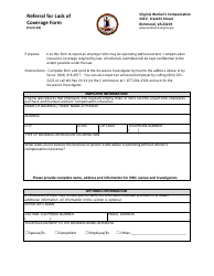 Document preview: VWC Form 62 Referral for Lack of Coverage Form - Virginia