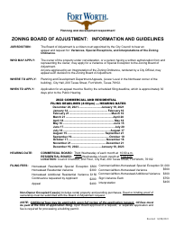 Document preview: Application to the Zoning Board of Adjustment - City of Fort Worth, Texas