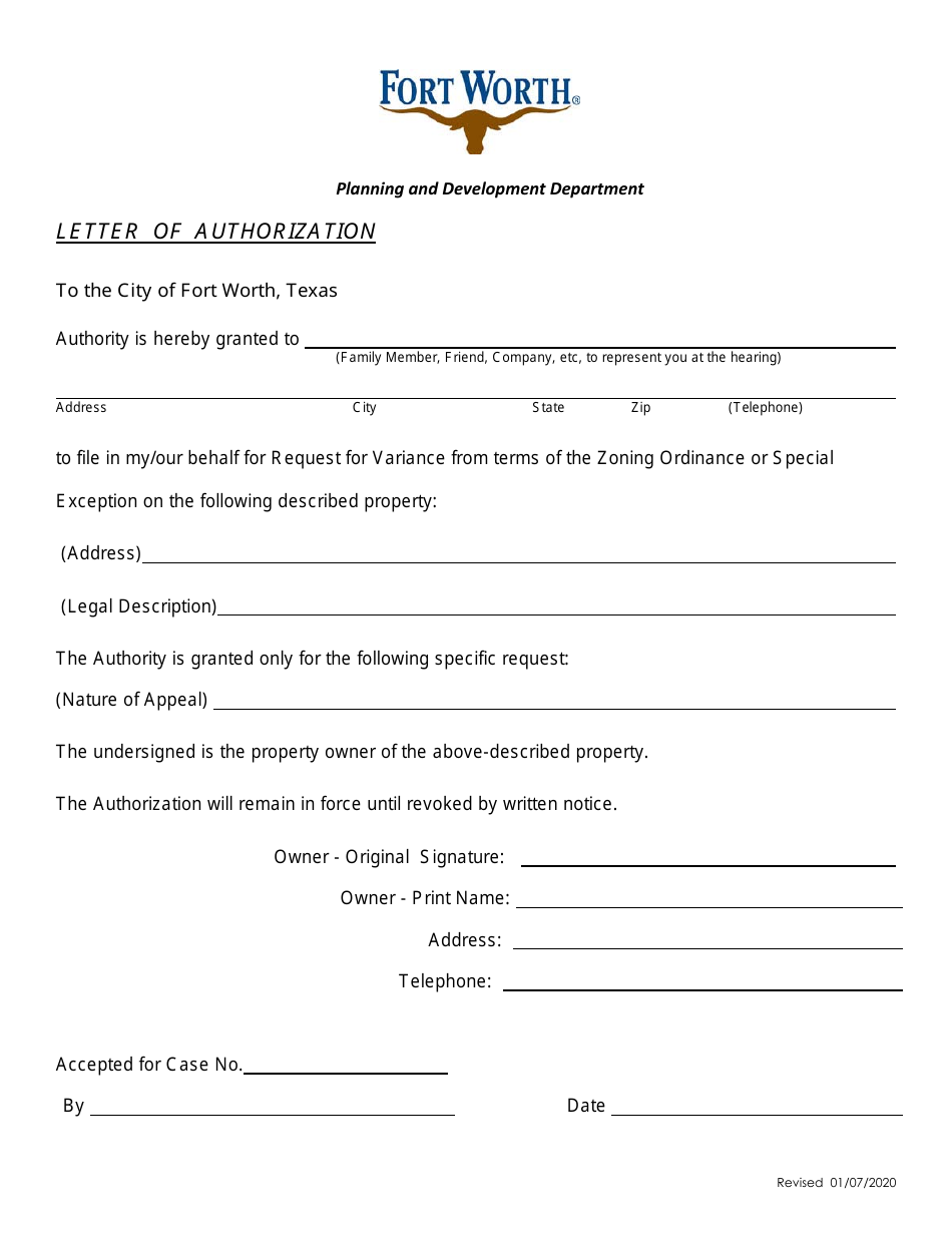 Application to the Zoning Board of Adjustment - City of Fort Worth, Texas, Page 6