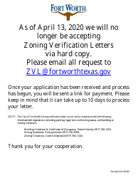Request for Zoning Verification Letter - City of Fort Worth, Texas