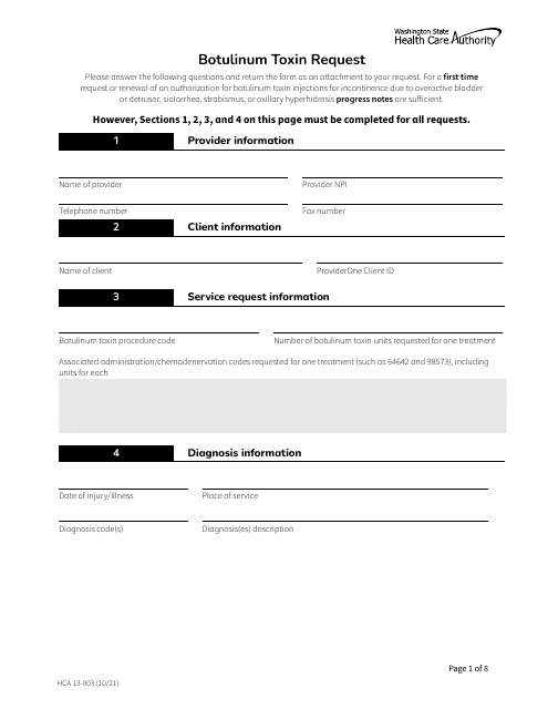 Form HCA13-003  Printable Pdf