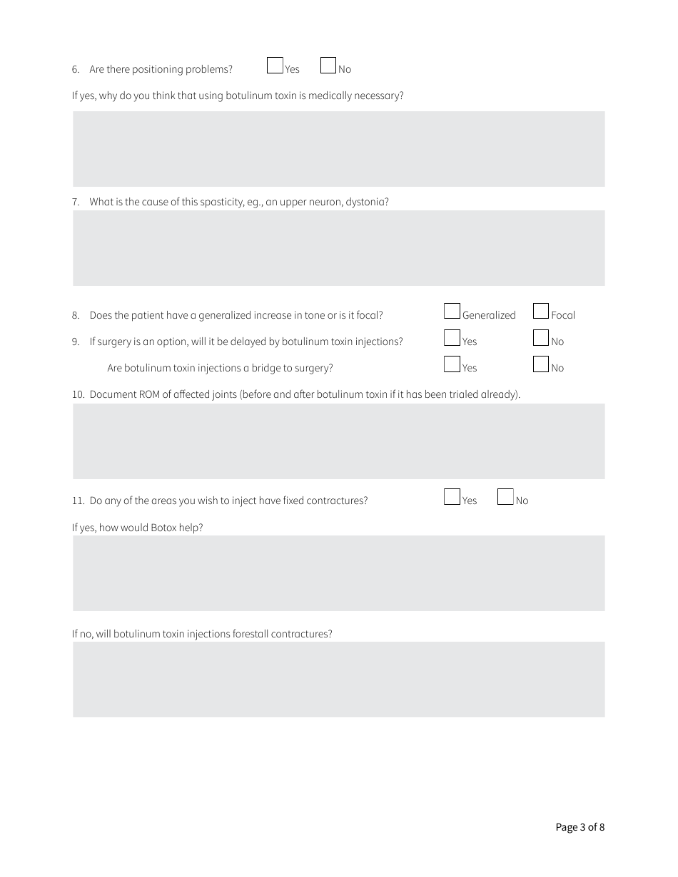 Form HCA13-003 Botulinum Toxin Request - Washington, Page 3