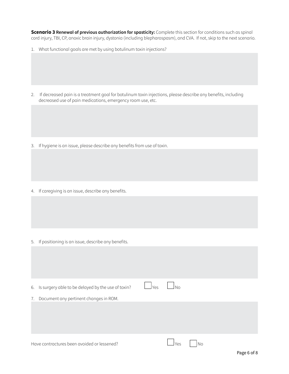 Form HCA13-003 Botulinum Toxin Request - Washington, Page 6