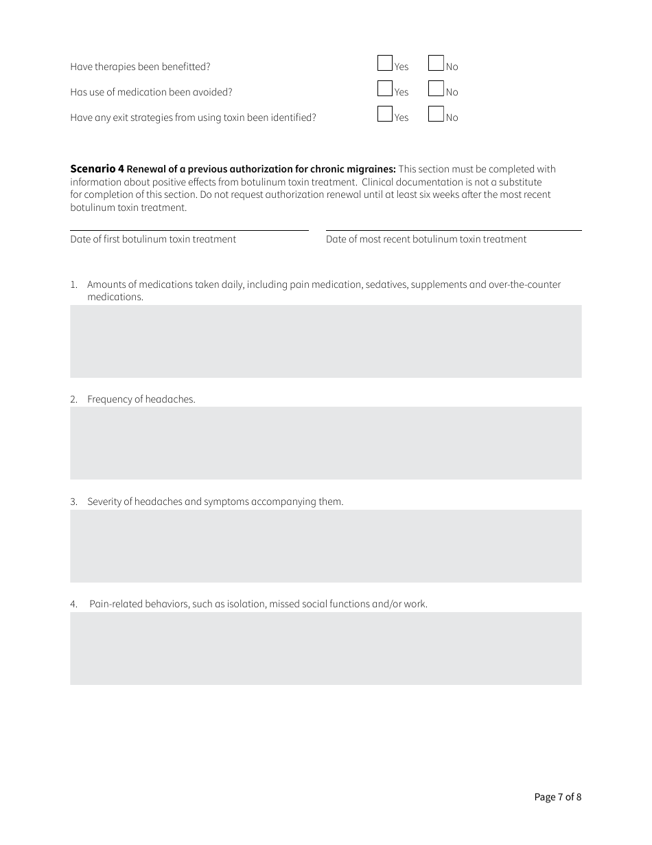 Form HCA13-003 Botulinum Toxin Request - Washington, Page 7