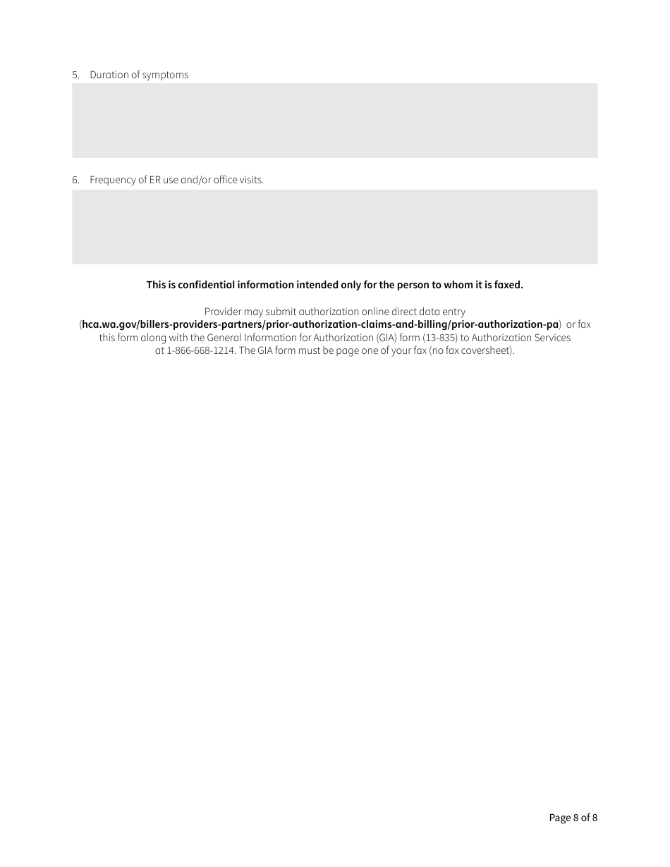 Form HCA13-003 Botulinum Toxin Request - Washington, Page 8