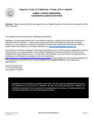 Form FCS047 Family Court Services Confidential Mediation Form - County of Los Angeles, California