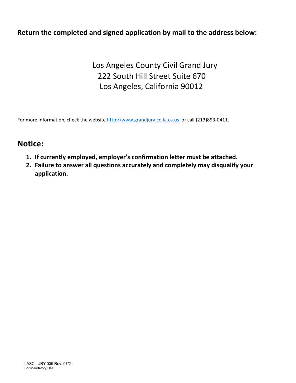 Form JURY039 Civil Grand Jury Application Form - County of Los Angeles, California, Page 5