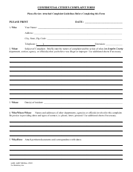 Form JURY038 &quot;Grand Jury Citizen Complaint Form&quot; - County of Los Angeles, California