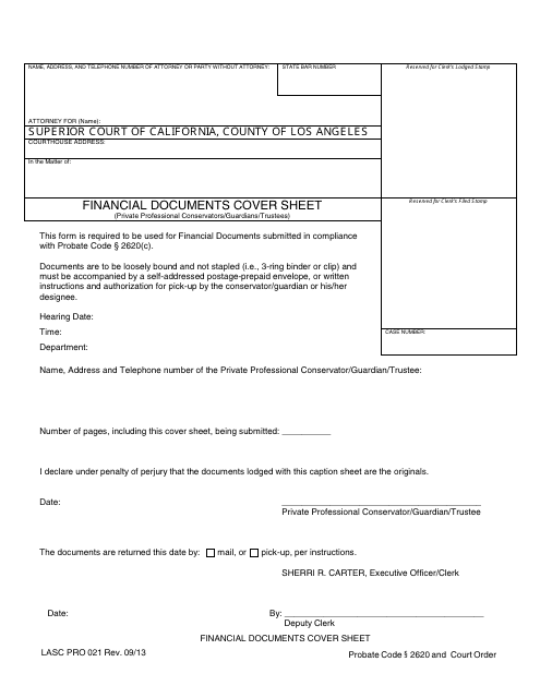 Form PRO021  Printable Pdf