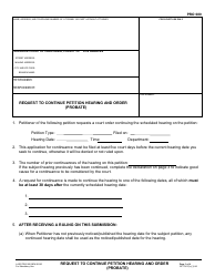Document preview: Form PRO080 Request to Continue Petition Hearing and Order (Probate) - County of Los Angeles, California