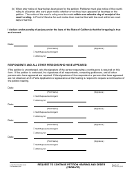 Form PRO080 Request to Continue Petition Hearing and Order (Probate) - County of Los Angeles, California, Page 2