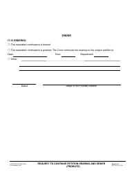 Form PRO080 Request to Continue Petition Hearing and Order (Probate) - County of Los Angeles, California, Page 4