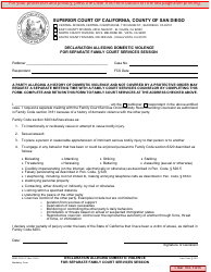 Document preview: Form FCS-017 Declaration Alleging Domestic Violence for Separate Family Court Services Session - County of San Diego, California