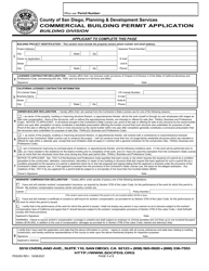 Form PDS293 Commercial Building Permit Application - County of San Diego, California