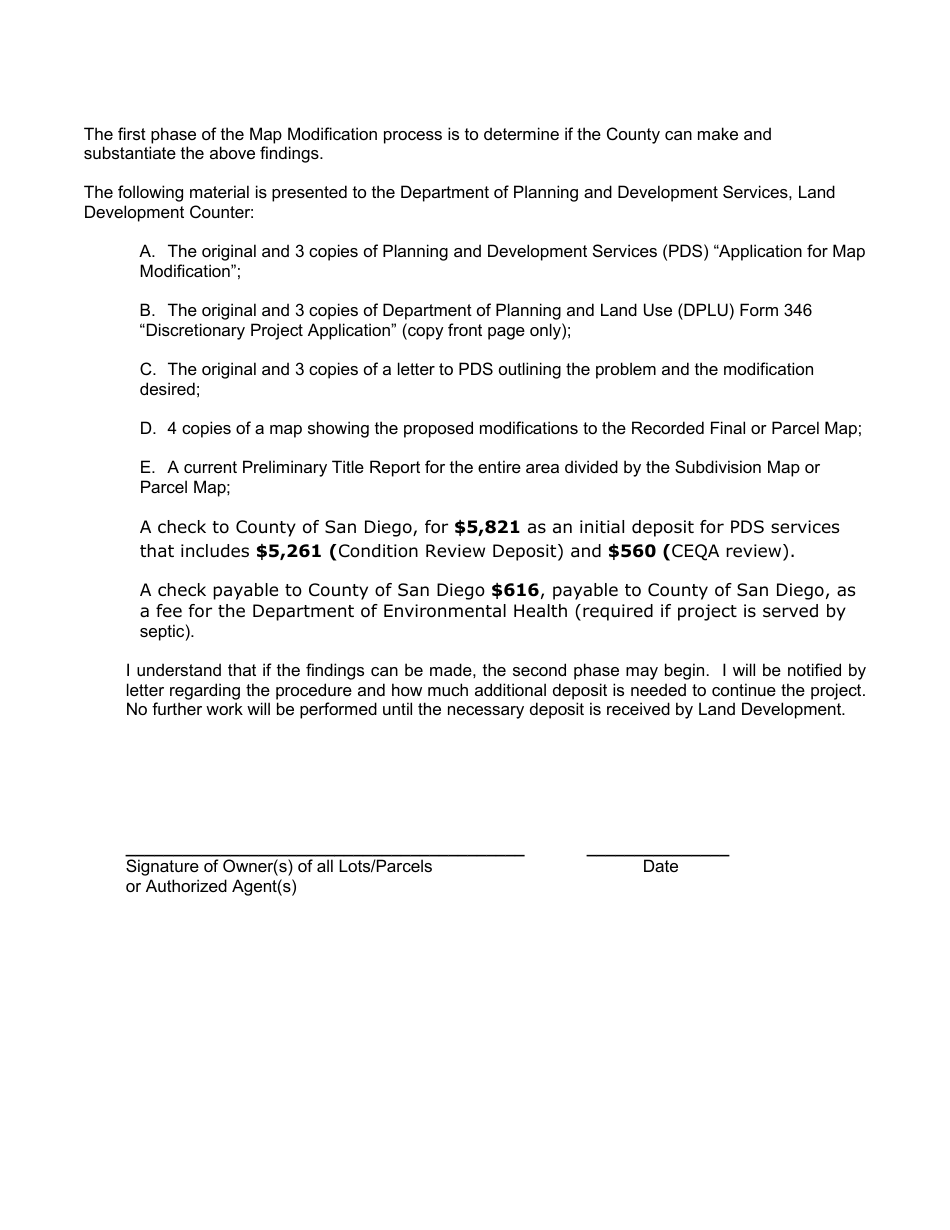 Application for Map Modification - County of San Diego, California, Page 3