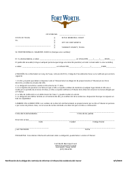 Document preview: Notificacion De La Obligacion Continua De Informar Al Tribunal De Residencia Del Menor - City of Fort Worth, Texas (Spanish)