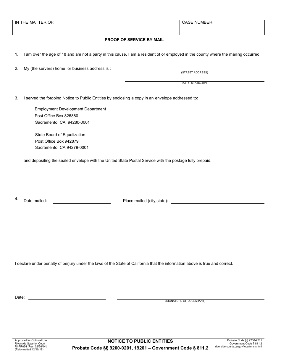 Form RI-PR054 Notice to Public Entities - County of Riverside, California, Page 2