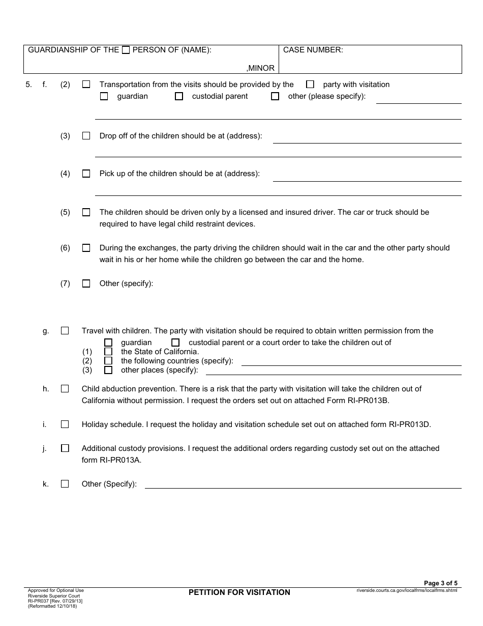Form RI-PR037 Petition for Visitation - County of Riverside, California, Page 3