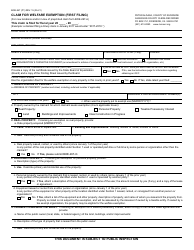 Form BOE-267 &quot;Claim for Welfare Exemption (First Filing)&quot; - County of Riverside, California