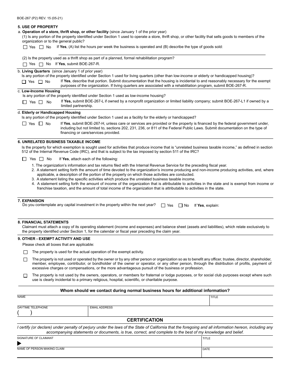 Form BOE-267 - Fill Out, Sign Online and Download Fillable PDF, County ...