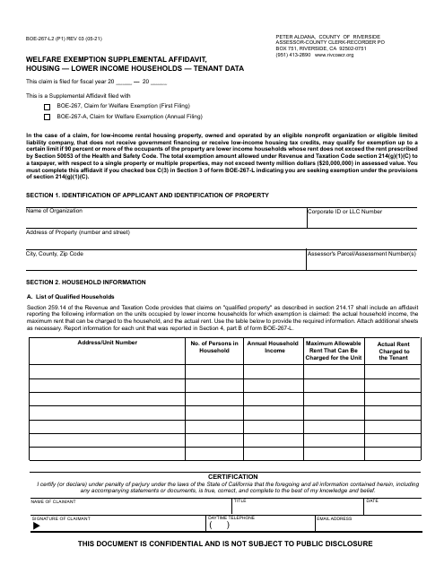 Form BOE-267-L2  Printable Pdf