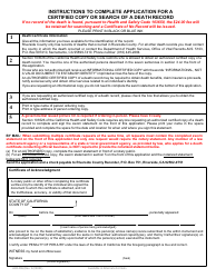 Form ACR406 Application for Certified Copy or Search of a Death Record - County of Riverside, California, Page 2