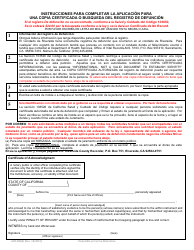 Formulario ACR406 Aplicacion Para Una Copia Certificada O Busqueda De Una Acta De Defuncion - County of Riverside, California (Spanish), Page 2
