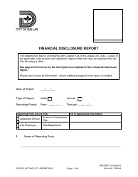 Document preview: Financial Disclosure Report - City of Dallas, Texas