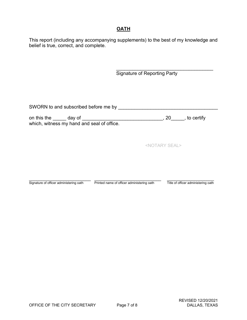 Financial Disclosure Report - City of Dallas, Texas, Page 7