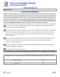 Document preview: Form OPS-03 Living Wage Affidavit - City of Dallas, Texas