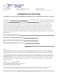 Document preview: Affirmation of Isolation - New York
